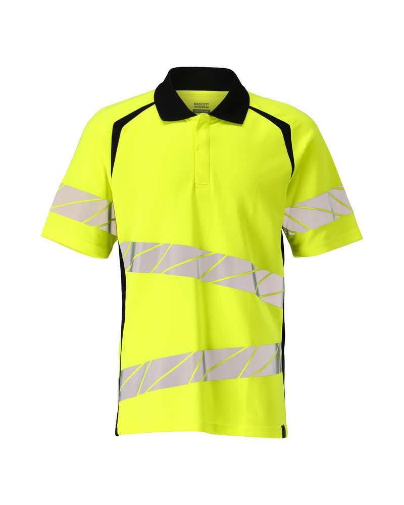 Pikéskjorte hi-vis gul/svart, klasse 2, MASCOT ACCELERATE SAFE