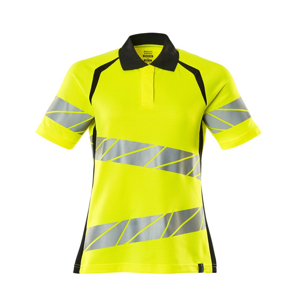 Pikéskjorte dame hi-vis gul/svart, MASCOT ACCELERATE SAFE