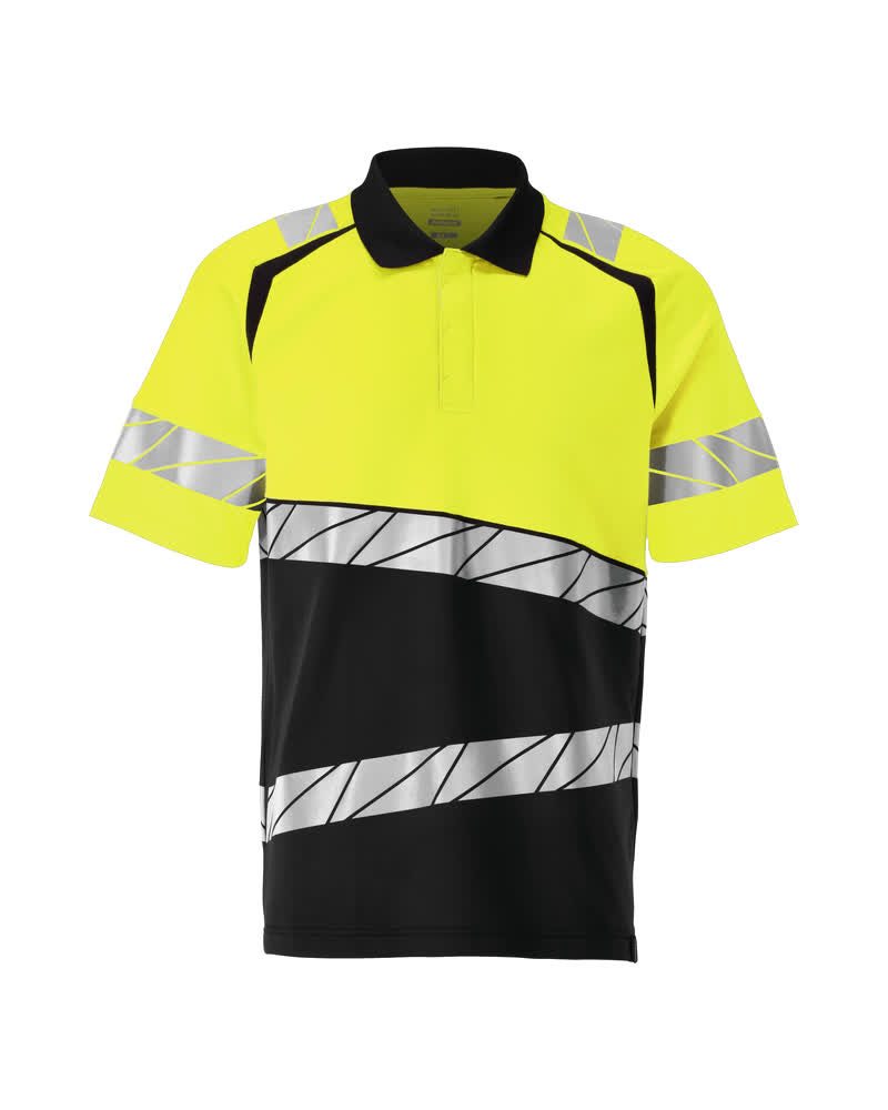 Pikéskjorte hi-vis svart/gul, MASCOT ACCELERATE SAFE