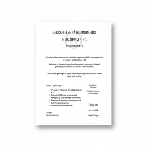 HMS-kursbevis kvadratisk